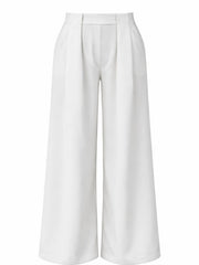 White Tailored Wide Leg Pleat Trousers