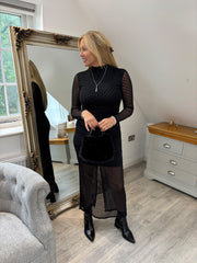 Black Polka Dot Mesh Dress Joanna