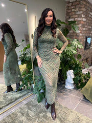 Sage Polka Dot Mesh Dress Joanna