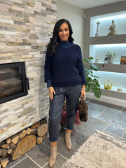 Navy Back Detail Knit Top Billie