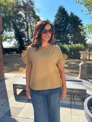 Camel Ruffle Top Maisie