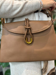Camel Braid Fasten Shoulder Bag