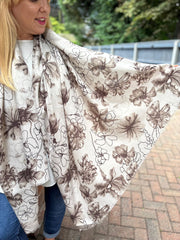 Stone Floral Raw Edge Scarf