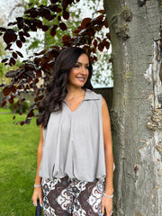 Mocha Bubble Hem Sleeveless Top Scarlett