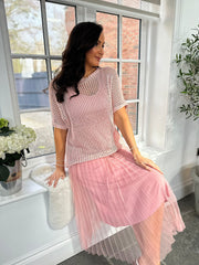 Pink Pleated Dress Two Piece Jocelyn
