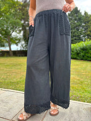Black Multi Hole Detail Trousers Terri
