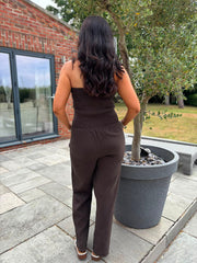 Chocolate Bubble Cotton Bandeau Jumpsuit