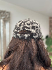 Grey Leopard Boucle Cap
