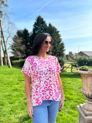 Lipstick Pink Leopard Tee Reese