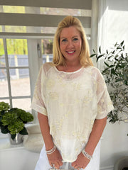 Stone Shimmer Embroidered Top Petra