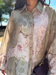 Stone Botanical Print Shirt Monique