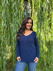 Navy Embellished Soft Knit Francine
