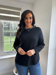 Black Embellished Trim Jumper Sarah