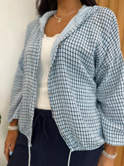 Blue Bubble Cotton Checked Jacket Niamh