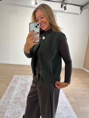 Khaki Boucle Button Waistcoat Rachel