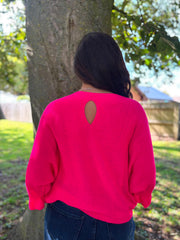 Lipstick Applique Ruffle Sleeve Knit Crystal