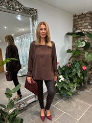 Chocolate Diamante Flower Top Kinsley