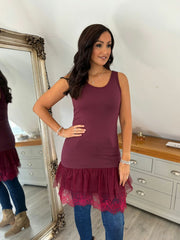 Wine Lace Mesh Hem Slip Rhianna