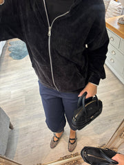 Black Velour Zip Hoodie Jaiya