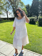 Stone Broderie Bardot Dress Orla