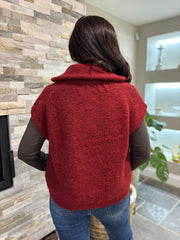 Wine Zip Up Knitted Waistcoat Donna