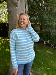 Blue Striped Knit Cardi Loretta
