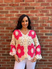 Lipstick Flower Crochet Cardi Jeanette