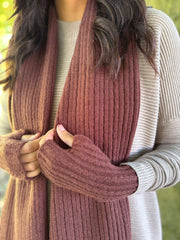 Chocolate Ribbed Three Piece Scarf Set