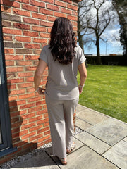 Mocha Ribbed Drape Tie Co-ord Daniella
