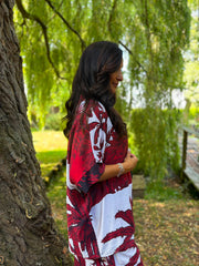 Wine Coastal Palm Blouse Naomi