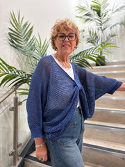 Dark Denim Gathered Loose Knit Paige