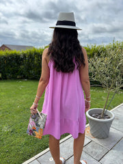 Candy Pink Bubble Cotton Summer Dress Samantha