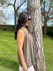 Chocolate Crochet Detail Vest Moira