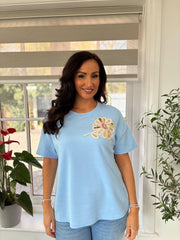 Denim Sequin Flower Top Camila