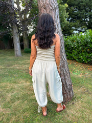 Stone Cargo Pocket Jumpsuit Verity