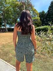 Khaki Bubble Cotton Paisley Playsuit
