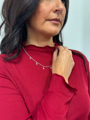 Wine Ribbed Flute Neck Top Charlotte