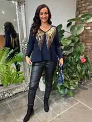 Navy Long Sleeve Angel Wings Knit Florence