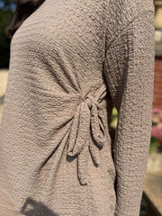 Mocha Long Sleeve Tie Top Corrina