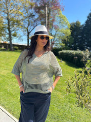 Khaki Open Weave Knit Cassandra