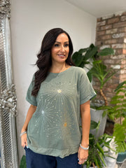 Khaki Bubble Cotton Starburst Top Belle