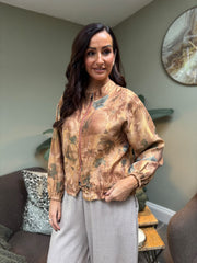 Bronze Shimmer Floral Bomber Jacket Adele