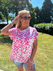 Lipstick Pink Leopard Tee Reese