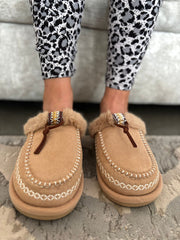 Stone Faux Fur Lined Mule Slippers