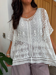 White Crochet Net Over Top Alina