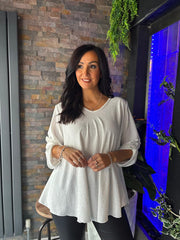 Winter White Diamante V Neck Top Selina