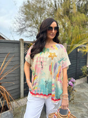Gold Longline Multi Pattern Shimmer Top Helena