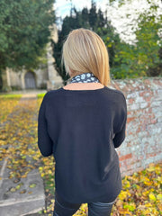 Black Ribbed Knit Scarf Two Piece Jo