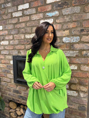 Lime Crepe Crossover Blouse Tiffany