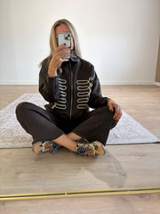 Chocolate Embroidered Pattern Tracksuit Kalina